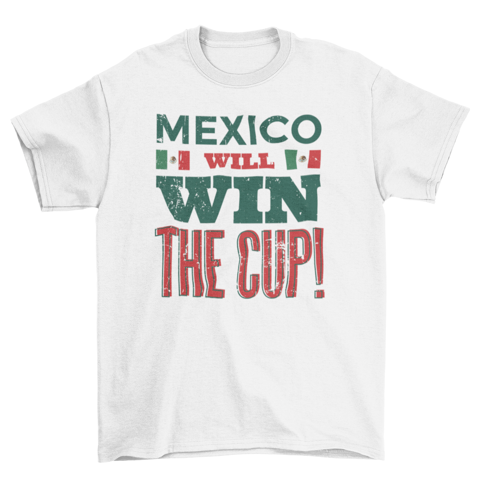 2018 Soccer Championship t-shirt with 'Mexico will win' quote, perfect for fans.